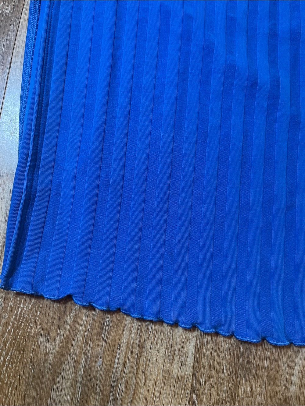 NEW Aerie Offline Blue Midi Skirt Medium M Ribbed Cotton Stretch OG Groove Slit - Picture 5 of 12